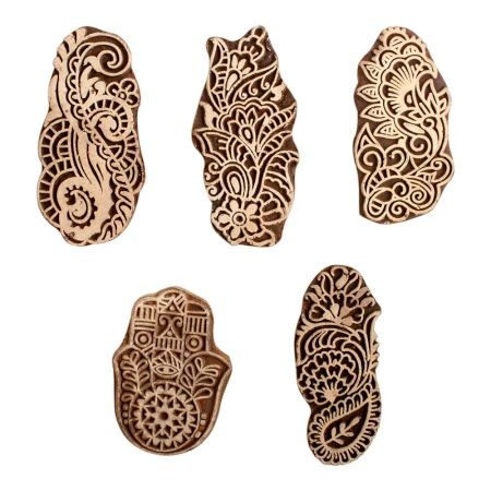 Set of 5 Piece New Mix Wooden Printing Block